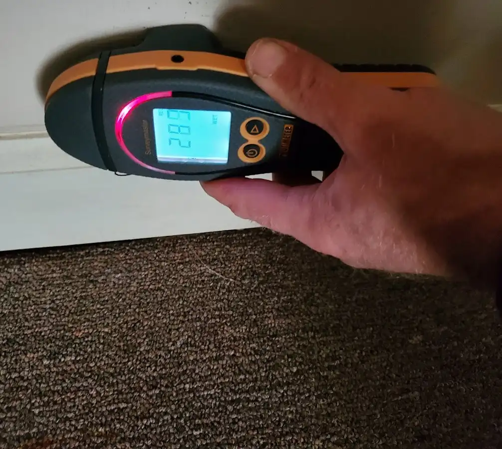 Moisture detection at baseboard during Sewage Cleanup & Sanitation in Tabernacle
